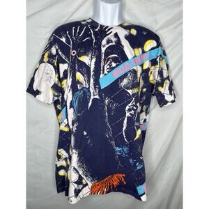 SANDBAGS Bud Light Volleyball T Shirt All Over Print L to XL Slim 1980s 1990s